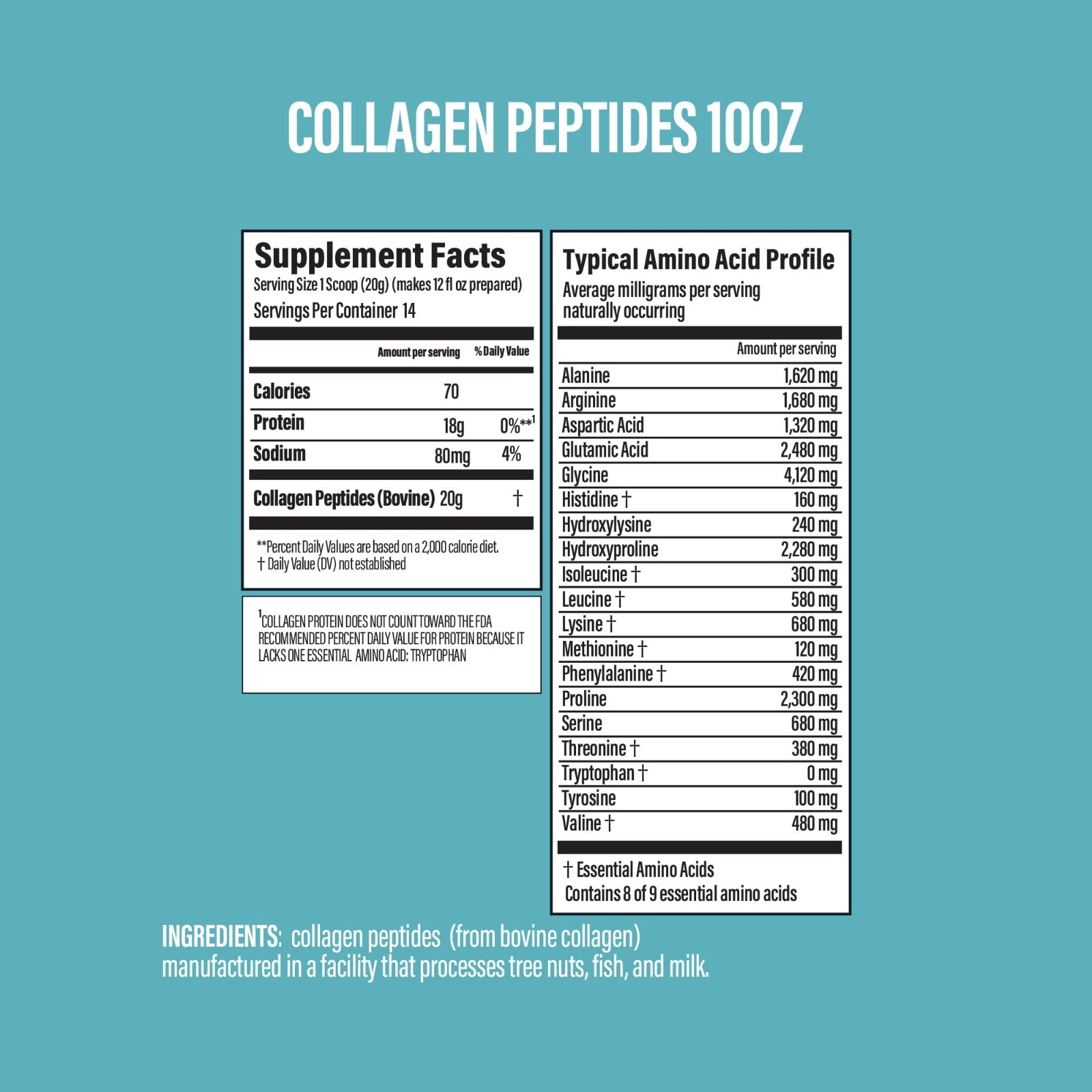 Unflavored Collagen Peptides Powder – Grass Fed, Paleo, Keto, Non-GMO, 10oz