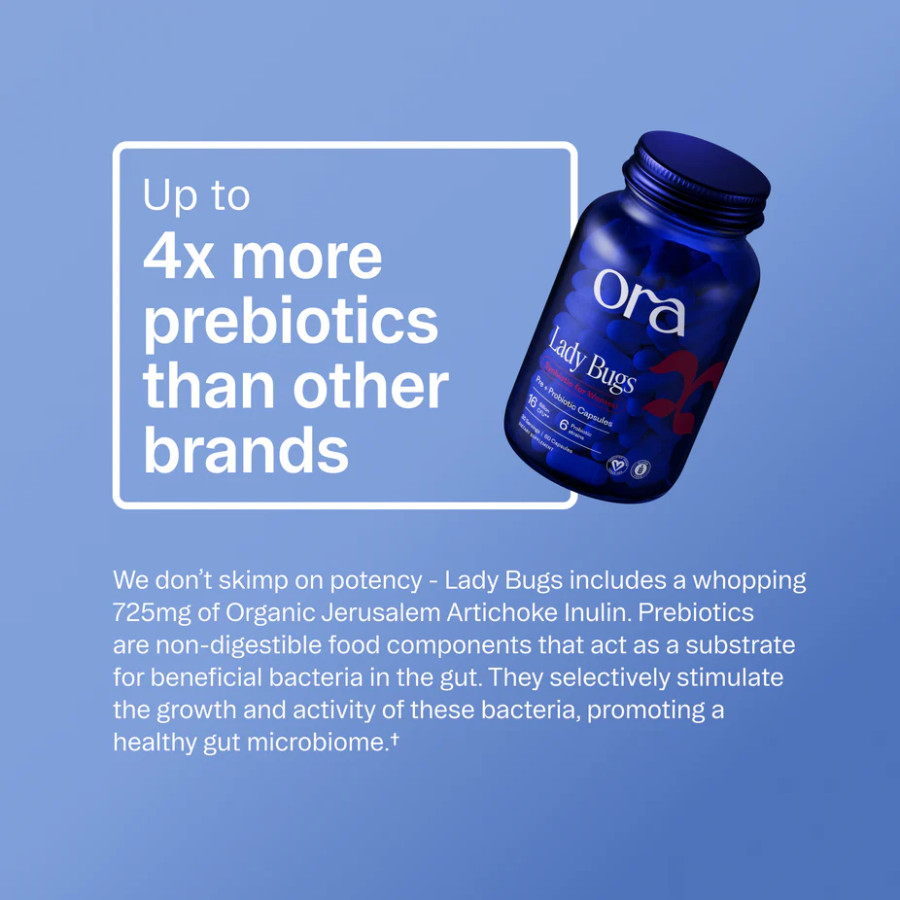 Ora Organic Lady Bugs – Pre + Probiotics for Women & Vaginal Health, 60 Capsules