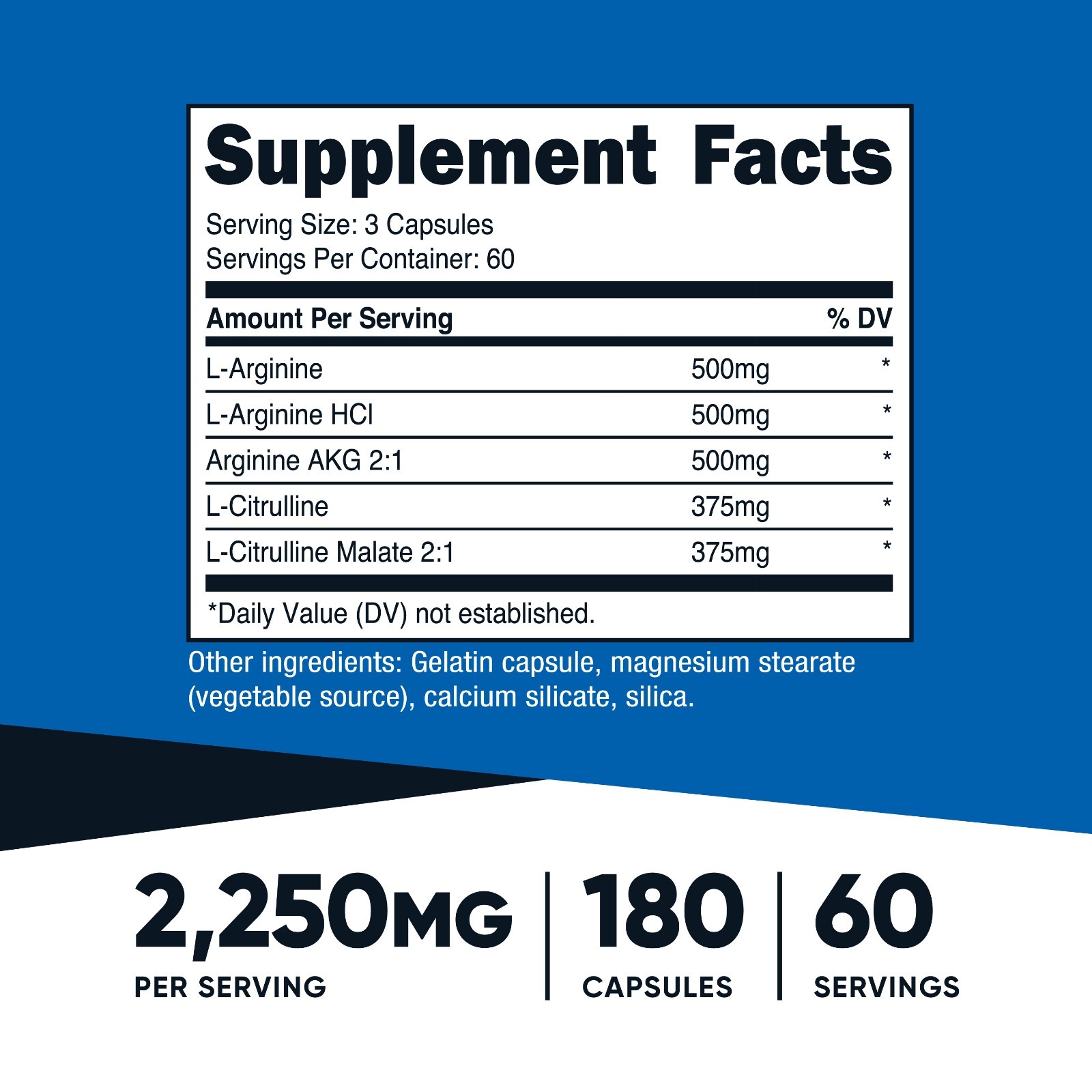 Nutricost Nitric Oxide Booster 750mg, 180 Capsules, 60 Servings