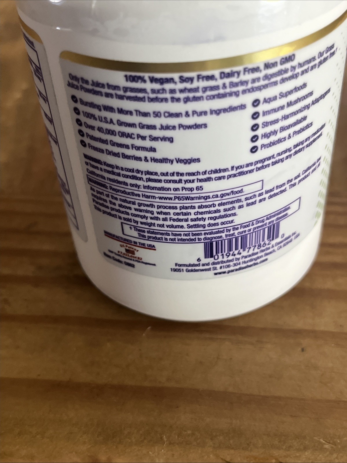 Paradise ORAC Energy Greens 3.2 oz Superfood