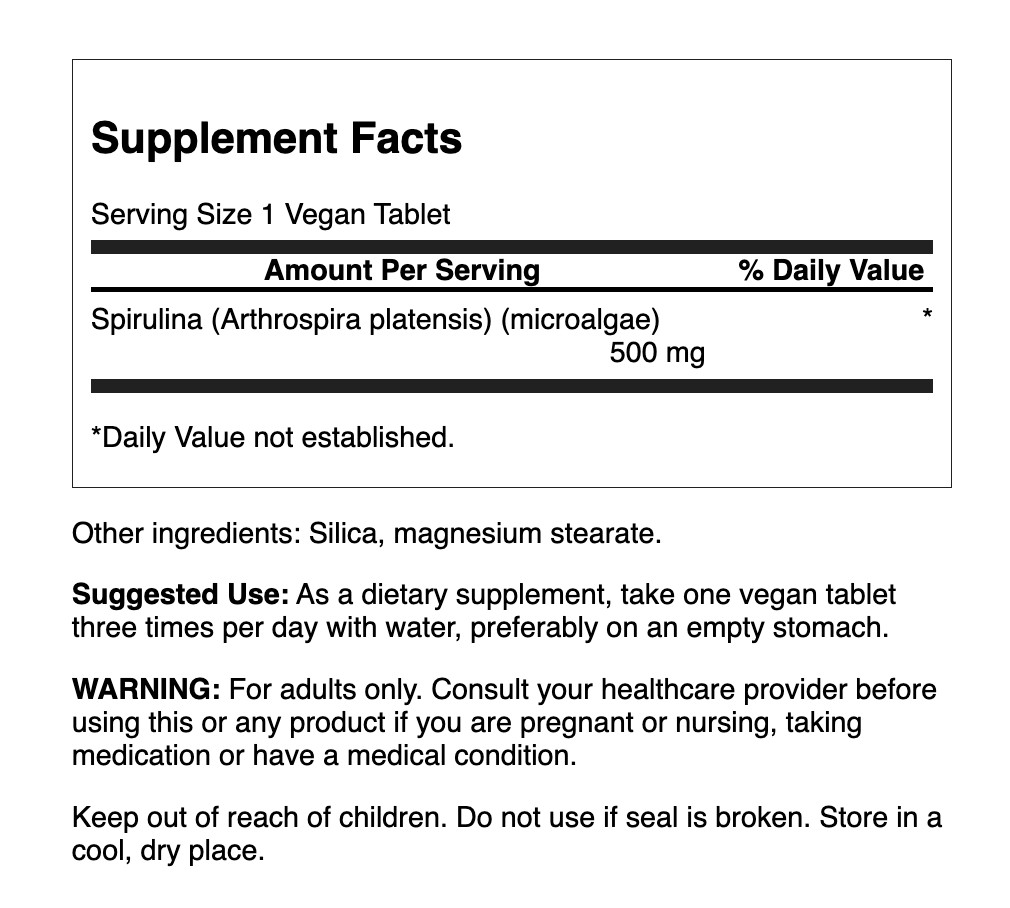 Swanson Spirulina 500 mg 180 Tablets
