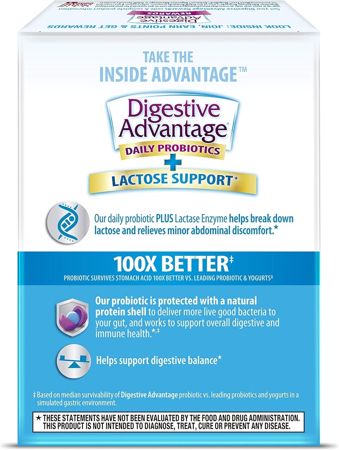 Digestive Advantage Probiotics + Lactase Digestive Enzymes Digestive Health 96CT
