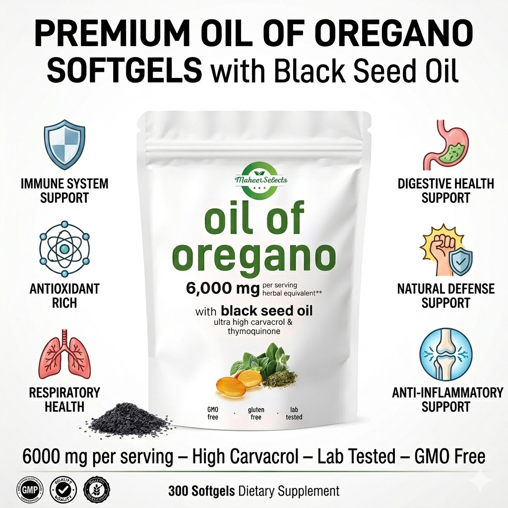 Oil of Oregano Softgels with Black Seed Oil – 6000mg Oregano Oil { Pack of 2 }