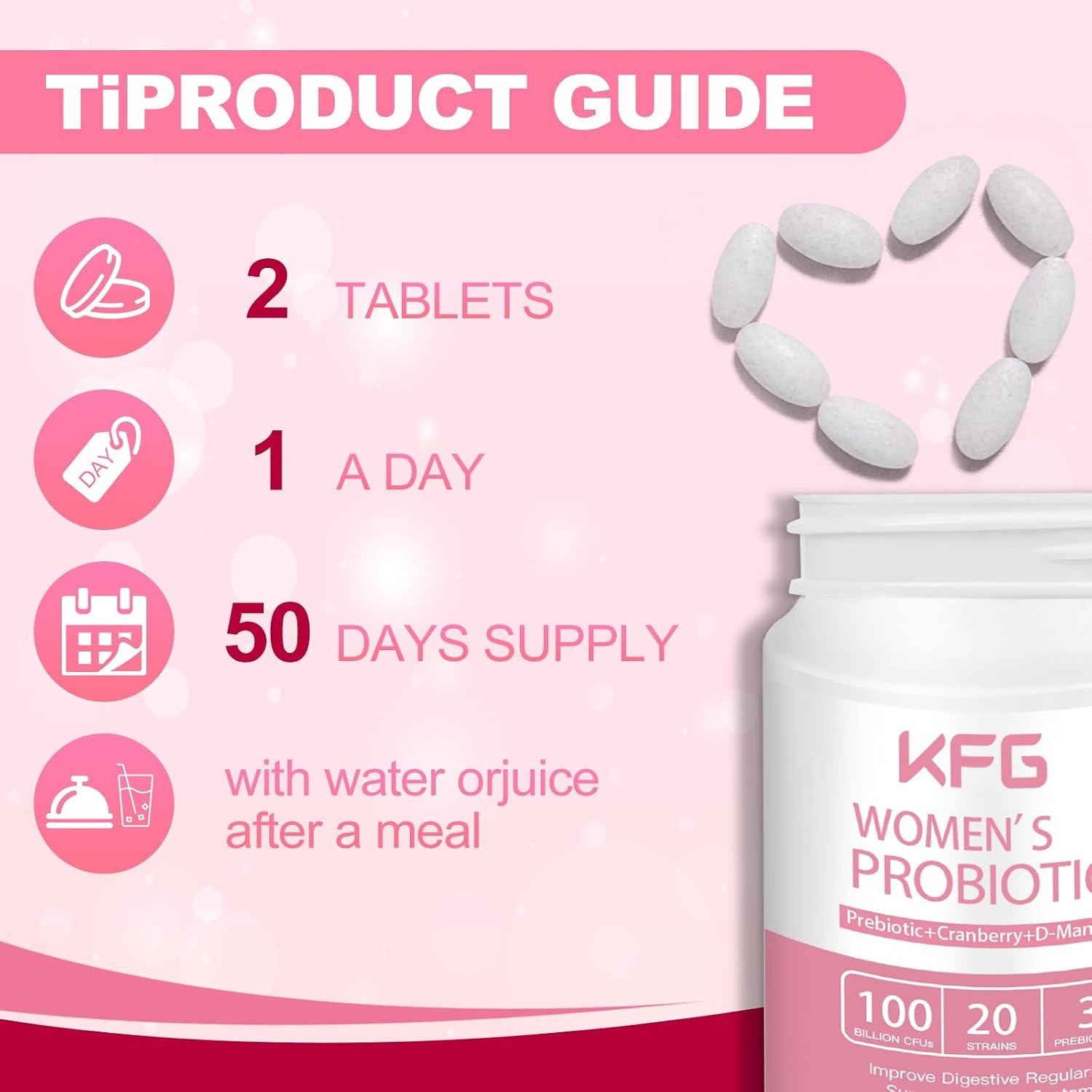 Natural Women’s Probiotic – 20 Strains, Cranberry & D-Mannose for Gut Balance