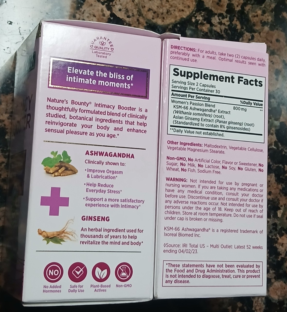 (2 Boxes) Nature’s Bounty INTIMACY BOOSTER 2 @ 60 Capsules ea. Box 2 mon. SUPPLY