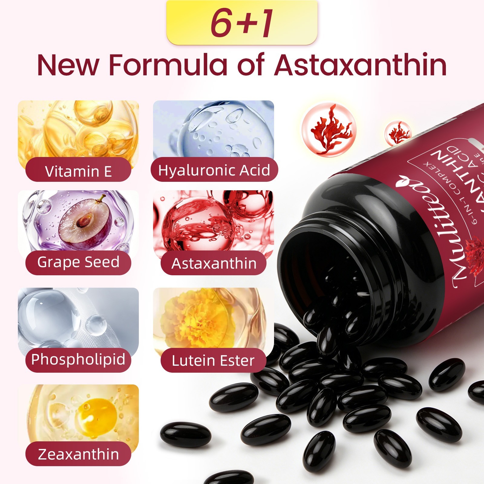 Antarctic Astaxanthin 60 Softgels Vitamin E, with Astaxanthin and Phospholipids