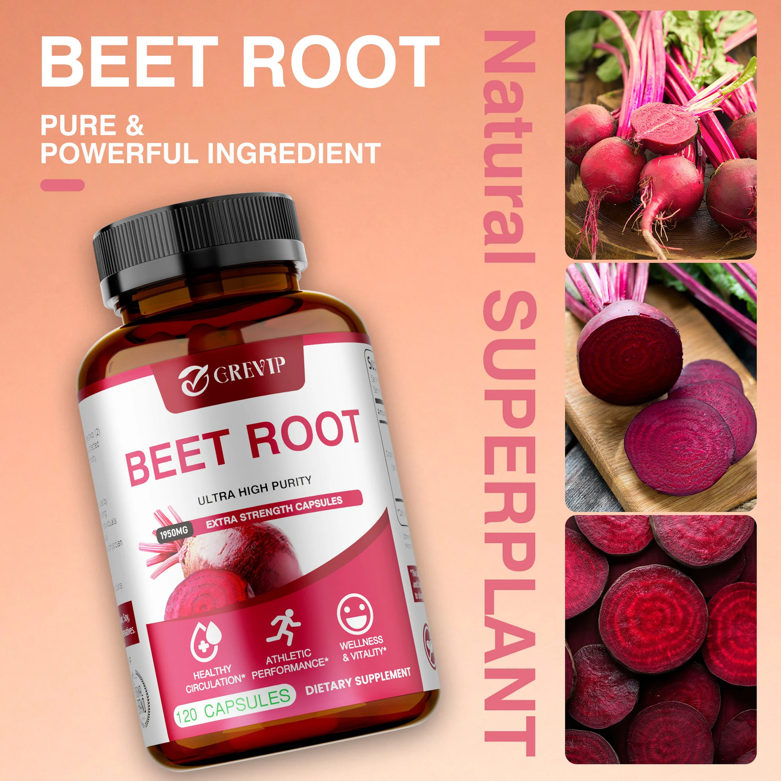 Beet Root 240pcs – Blood Pressure Support, Heart Health, Improves Circulation