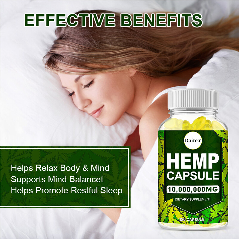 HEMP Capsule For Calm,Sleep,Stress,Anxiety,Pain,Muscle,Relax 30/60/120 Capsules