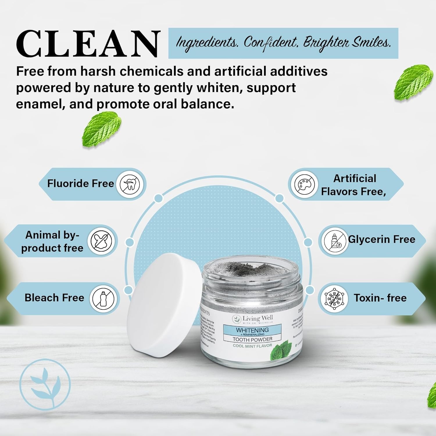 Remineralizing & Whitening Tooth Powder Cool Mint | Fluoride-Free Hydroxyapat…