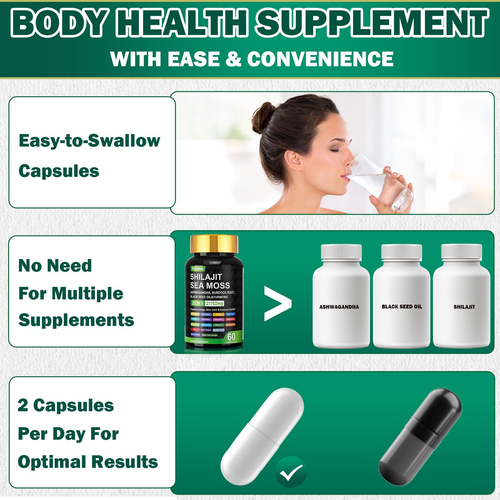 2x Certified Organic Sea Moss Capsules Irish Sea Moss Bladderwrack Burdock Root