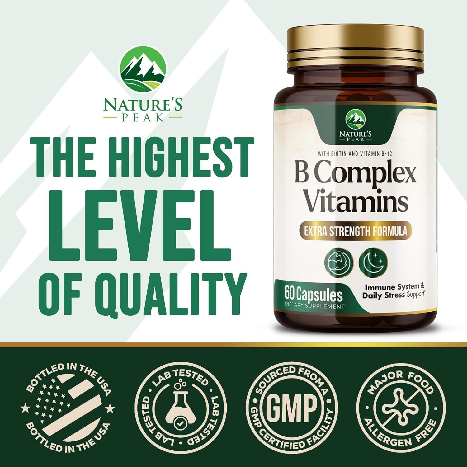 B Complex Vitamin Supplement 1000mcg – 3X Strength with Vitamin C & Folic Acid