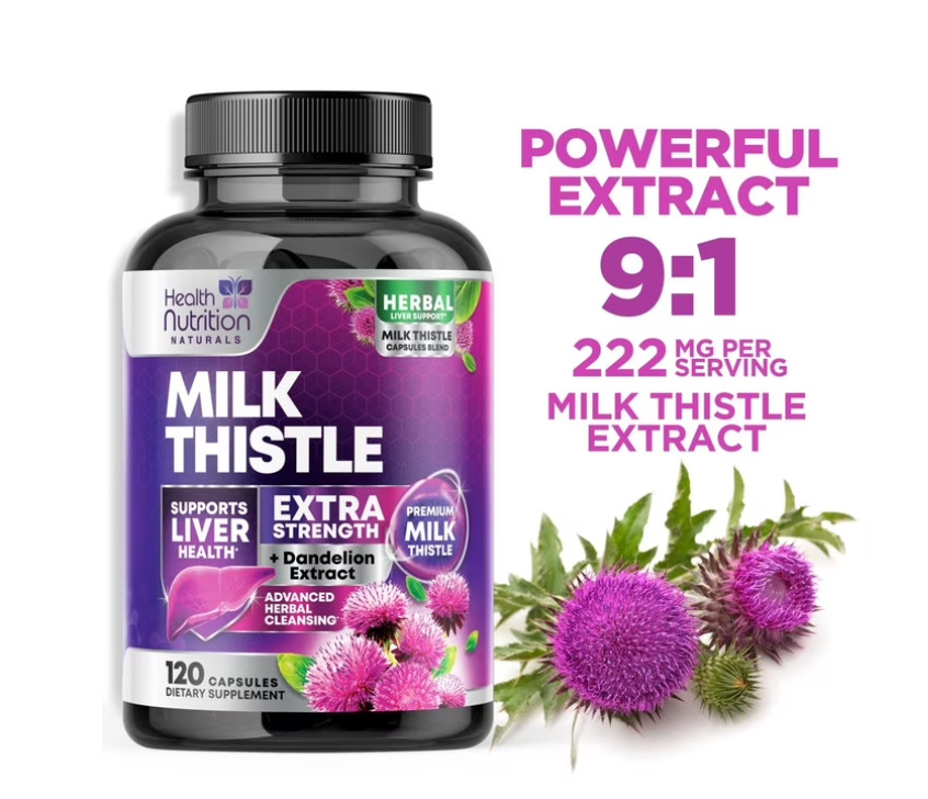 ( 2 pack) Milk Thistle Supplement for Liver Detox and Cleanse 1000mg