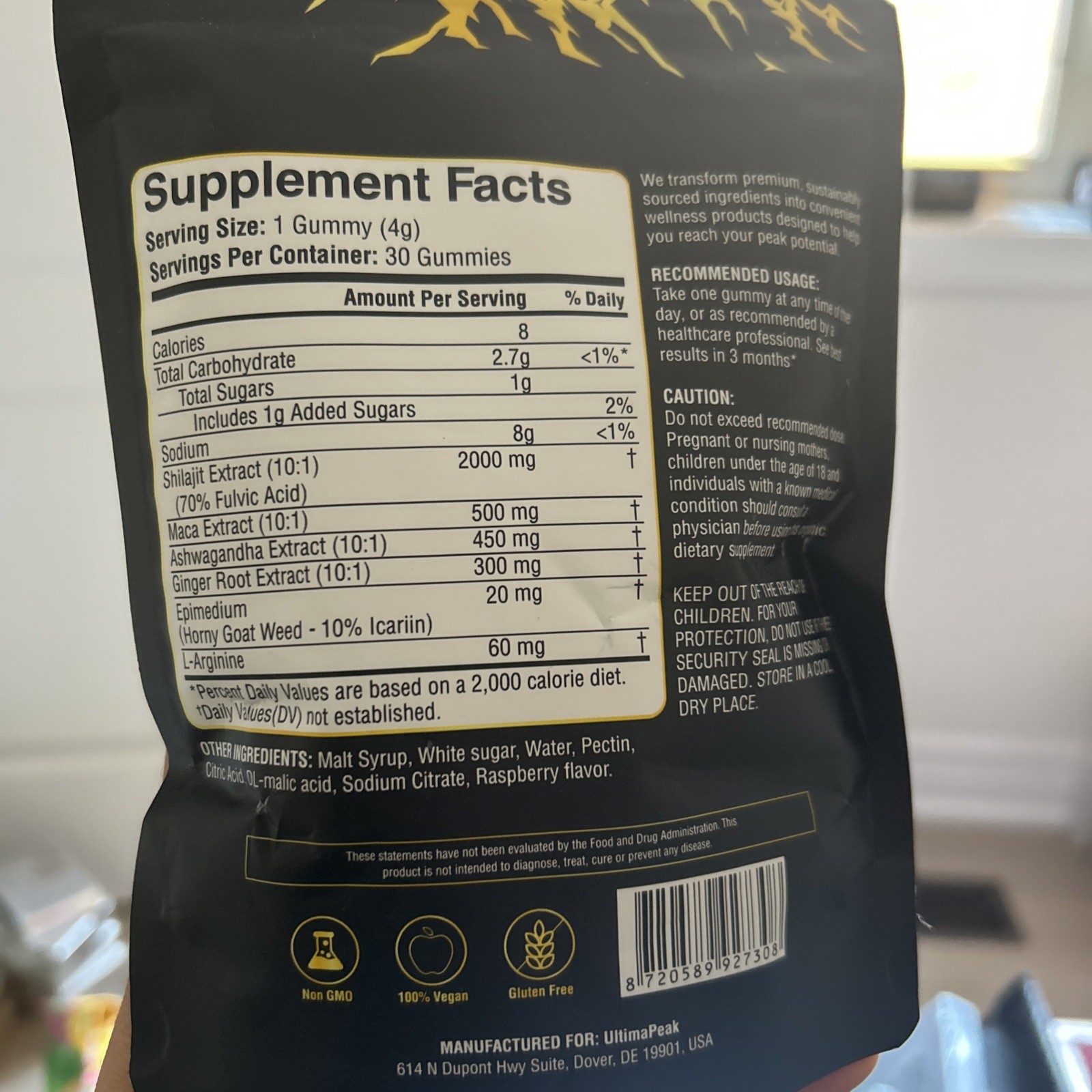 UltimaPeak 3000mg Pure Himalayan Shilajit Gummies with 30 Count (Pack of 1)
