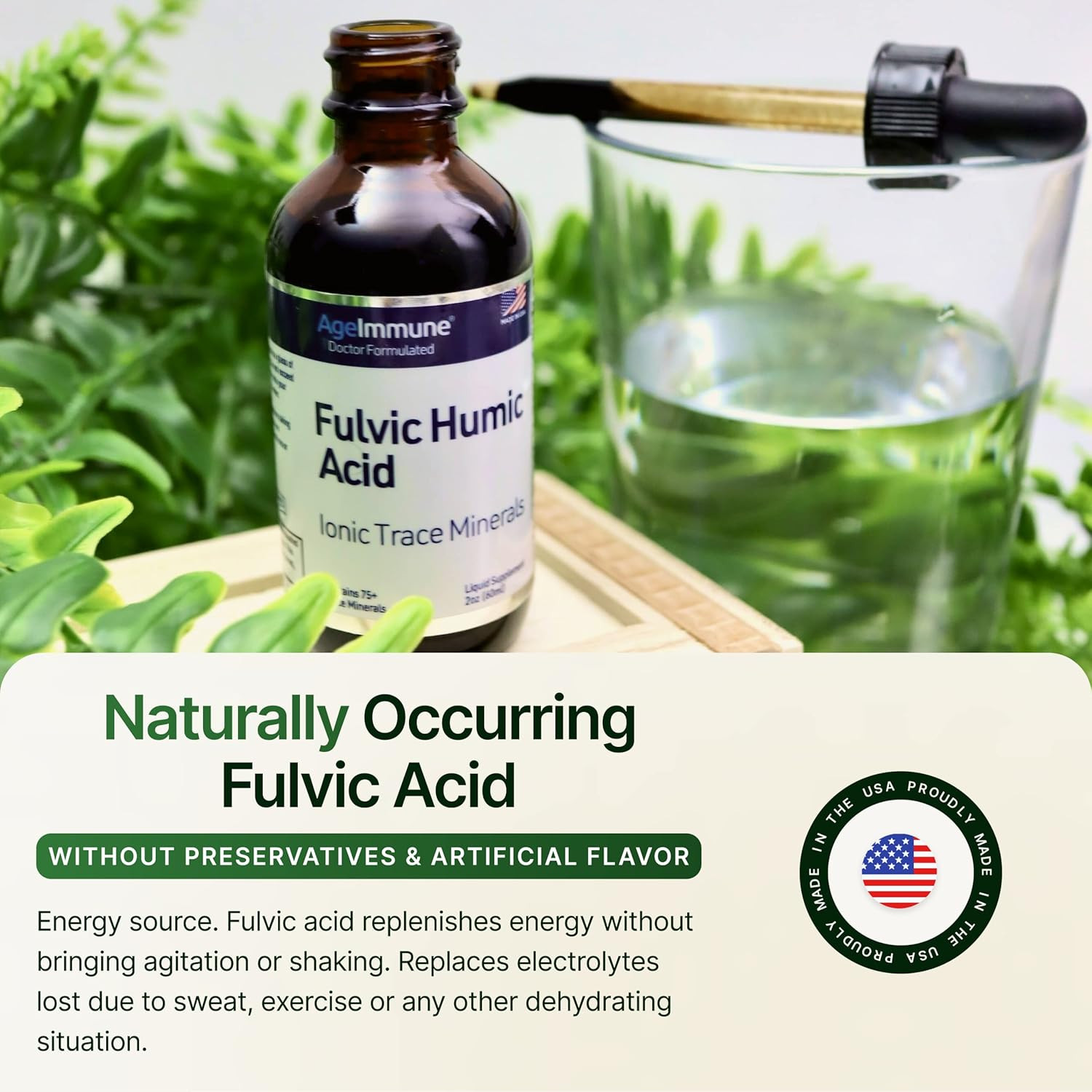 Fulvic Humic Acid 75 + Trace Minerals Liquid Supplement – Plant Derived in USA –