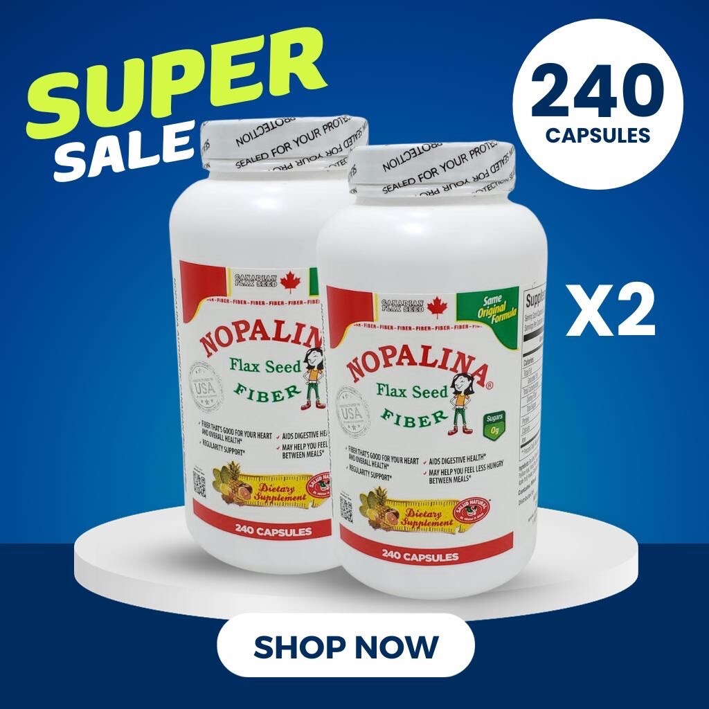 240ct NOPALINA FLAX SEED FIBER SUPPLEMENT SEALED/FRESH! 06/2025! FREE SHIP!