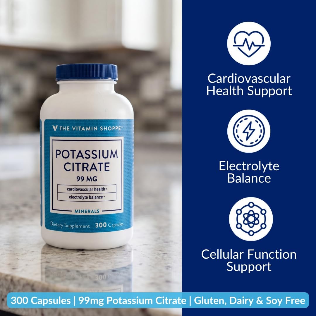 The Vitamin Shoppe Brand Potassium Citrate 300 count (Pack of 1), No Color