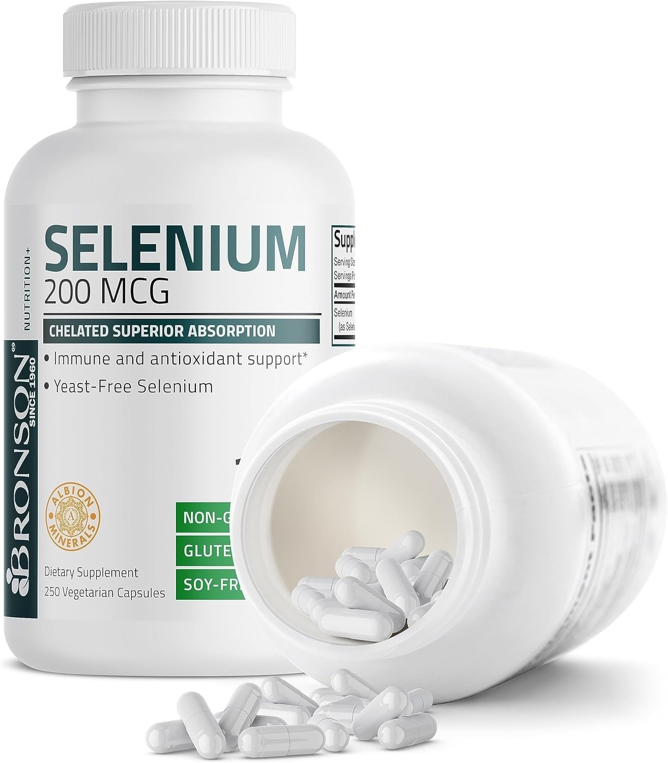 Selenium 200mcg Amino Acid Immune Support Trace Mineral Non-GMO, 250 Capsules