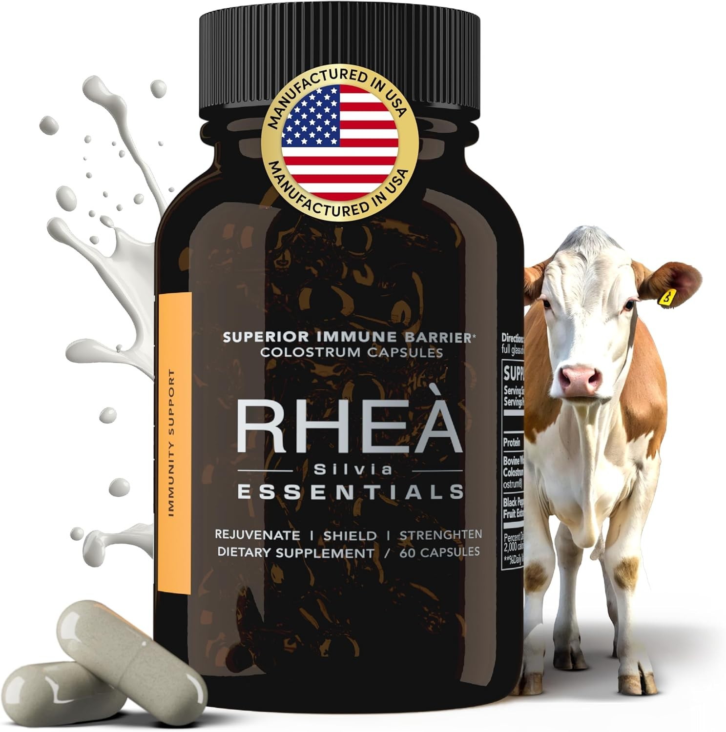 Rhea Bovine Colostrum Capsules for Women Gut Health & Immunity 60 Caps