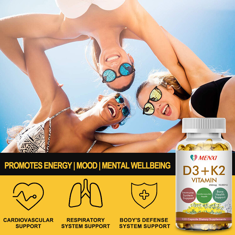 Vitamin K2 (MK7) w/ D3 Bone & Heart Health Non GMO & Gluten Free Easy to Swallow