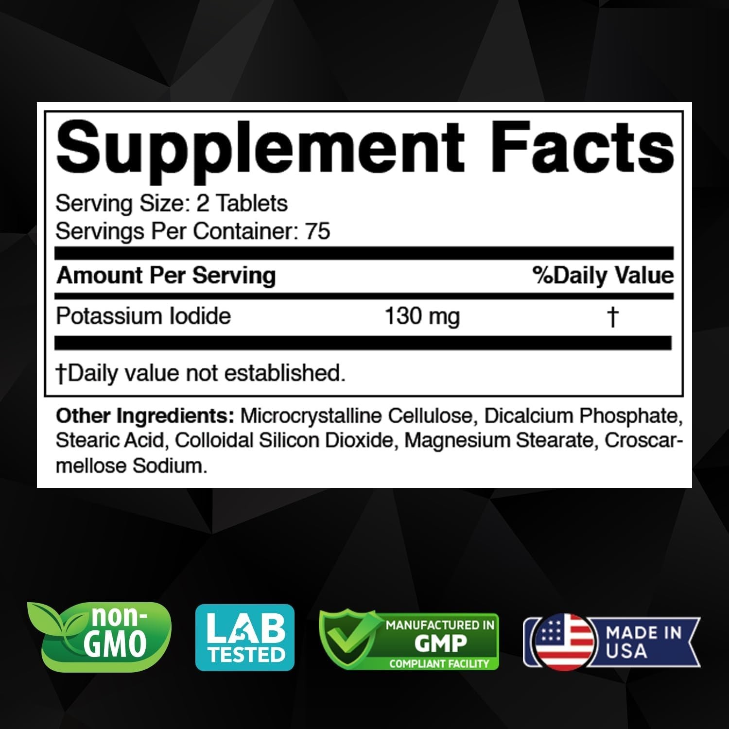 Potassium + Iodide Pills Tablets☆130 mg Supplement☆Survival Kit Fallout