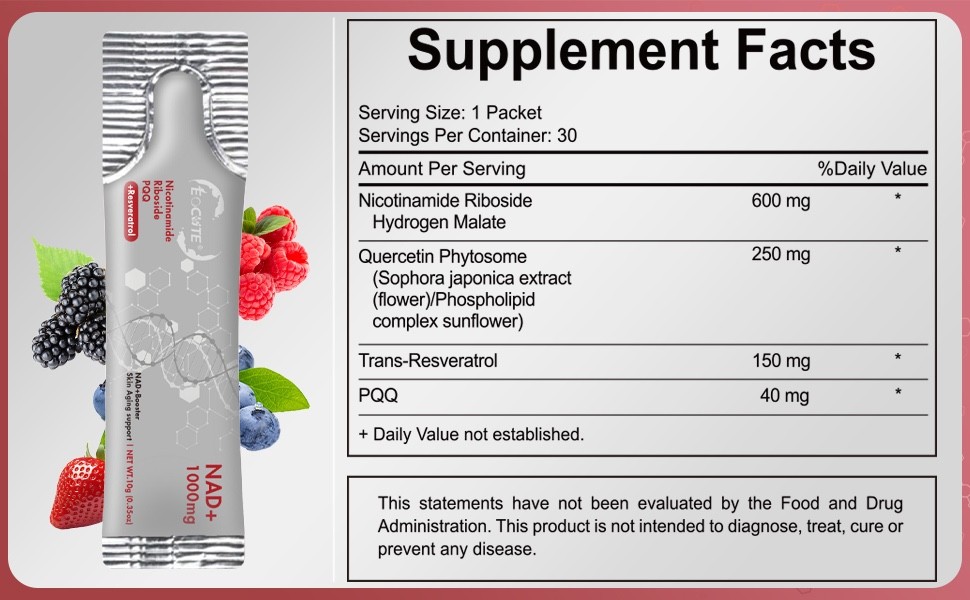NAD+ Supplement 30pcs, Premium Nicotinamide Riboside & Resveratrol, DNA Repair
