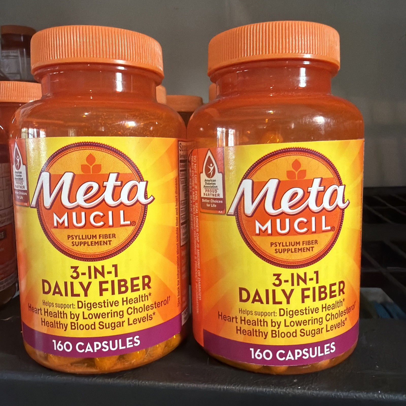 (2) Metamucil 3-In-1 Daily Fiber Psyllium Fiber Supplement 160 Caps Exp- 06/27