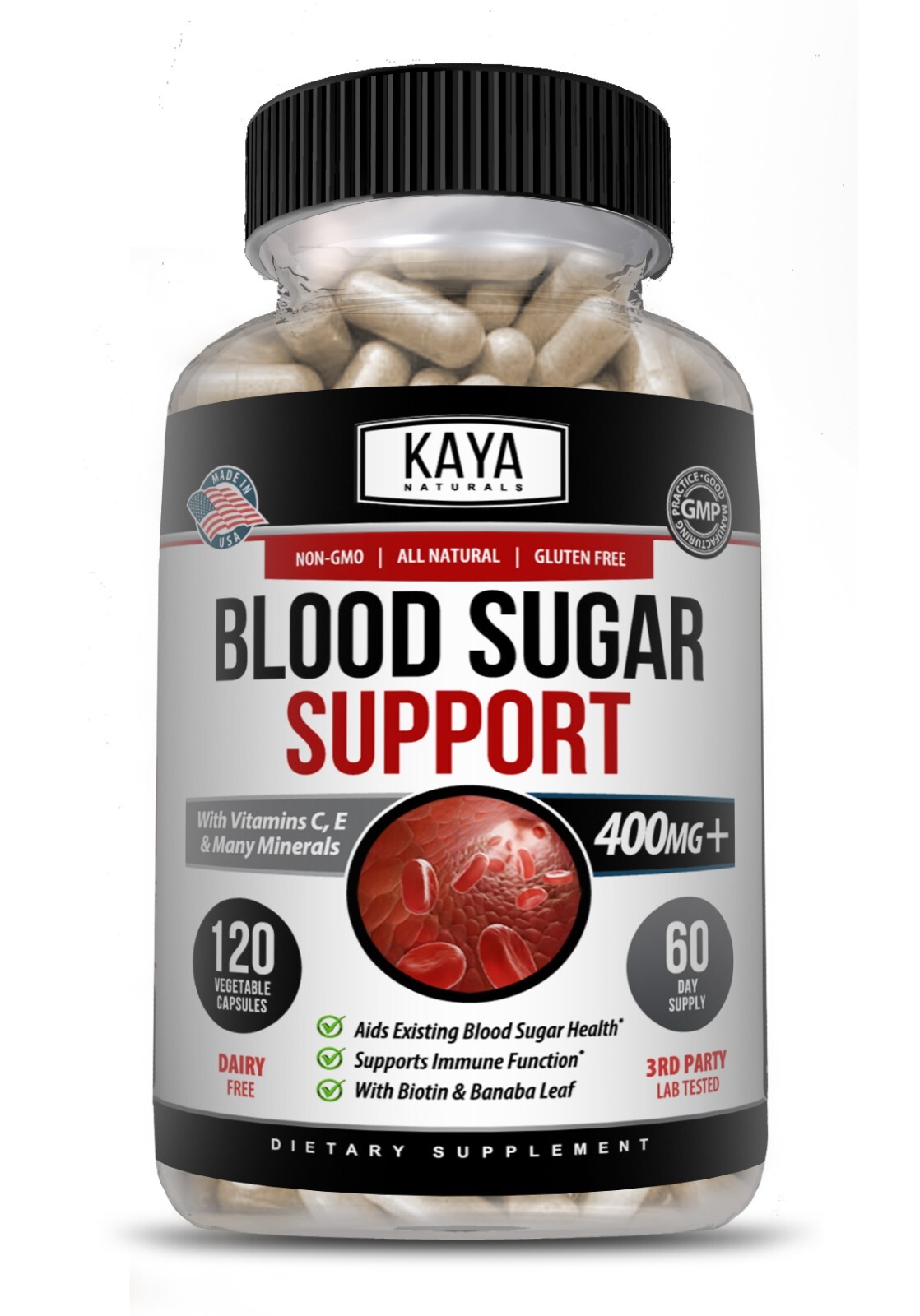 BLOOD SUGAR SUPPORT Alpha Lipoic Acid & Cinnamon 20 Herbs 120 Capsules
