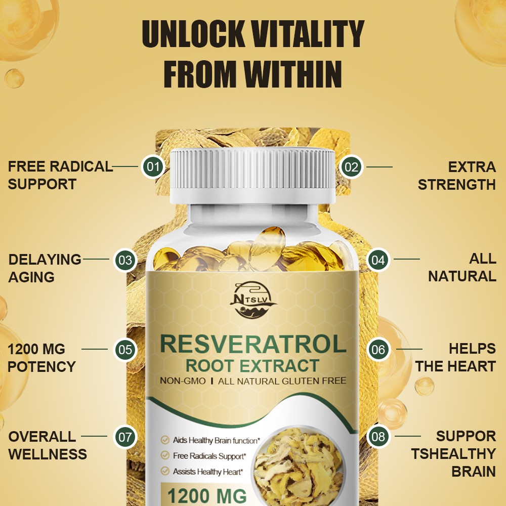 Resveratrol Capsules Maximum 1200 MG Strength Natural AntiAging Antioxidant Cap