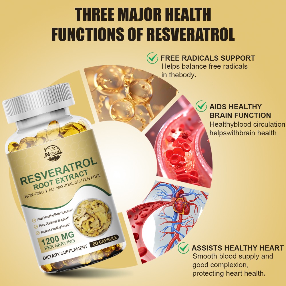 Resveratrol Capsules Maximum 1200 MG Strength Natural AntiAging Antioxidant Cap
