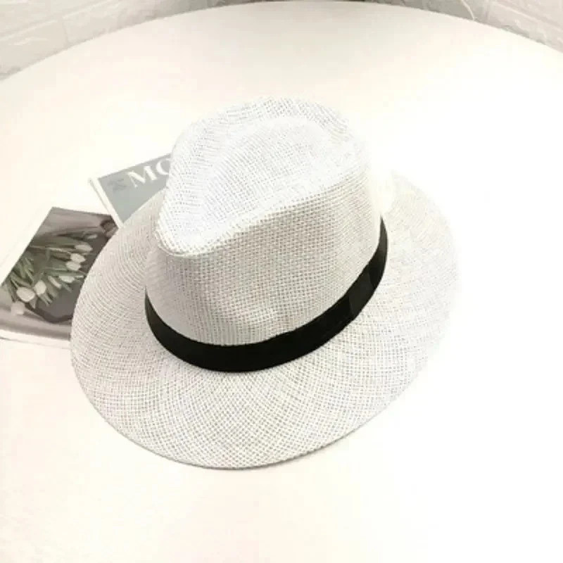 Unisex Panama Straw Hats for Women Men Summer Outdoor Beach Sun Hat Wide Brim Fo