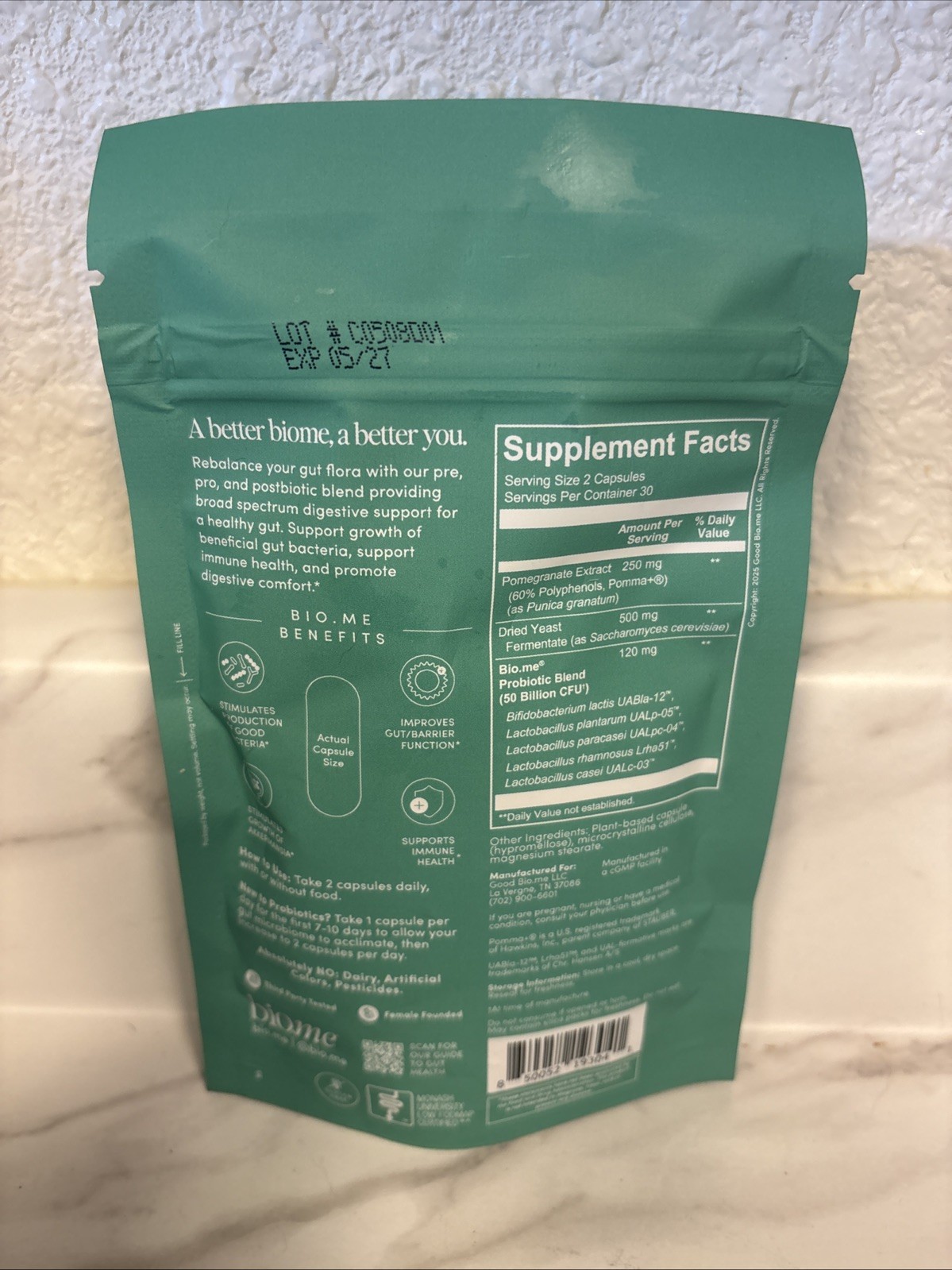 Bio.me Daily Synbiotic 3-in-1 Pre & Probiotics Digestive Health 60 Ct 05/27