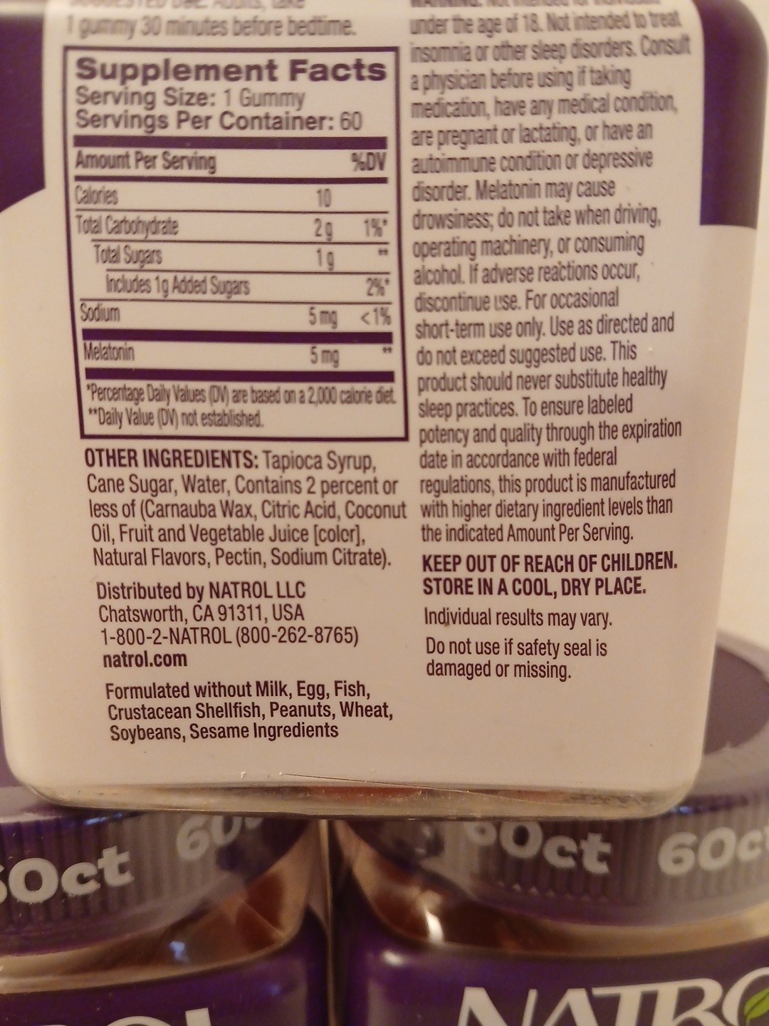 THREE Natrol Melatonin 5 mg Gummies Sleep Support 60 Each Total 180 Exp: 9/2027