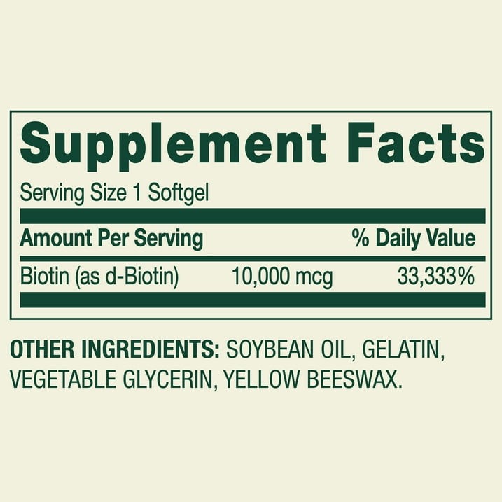 Spring Valley Biotin Softgels 10000 mcg Hair Skin Nails 120 Count