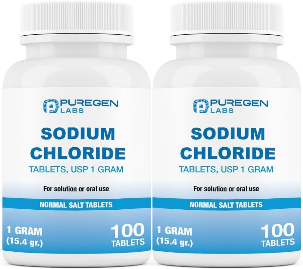 Puregen Sodium Chloride Tablets Normal Salt 1 GM (1000 mg) 100 Tablets Pack of 2
