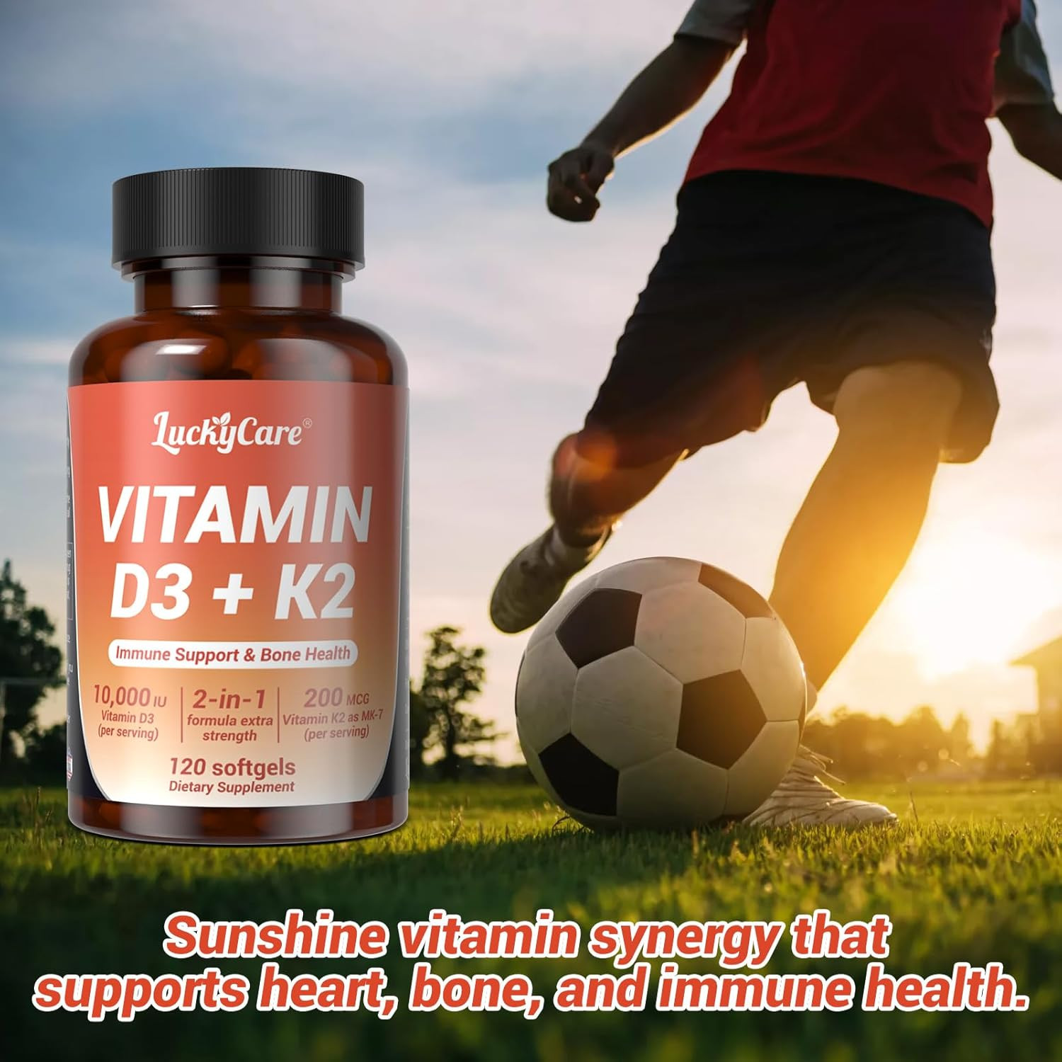 Vitamin D3 K2 10000 iu with Coconut Oil, VIT d3 and k2 Supplements, 120 Gel Caps