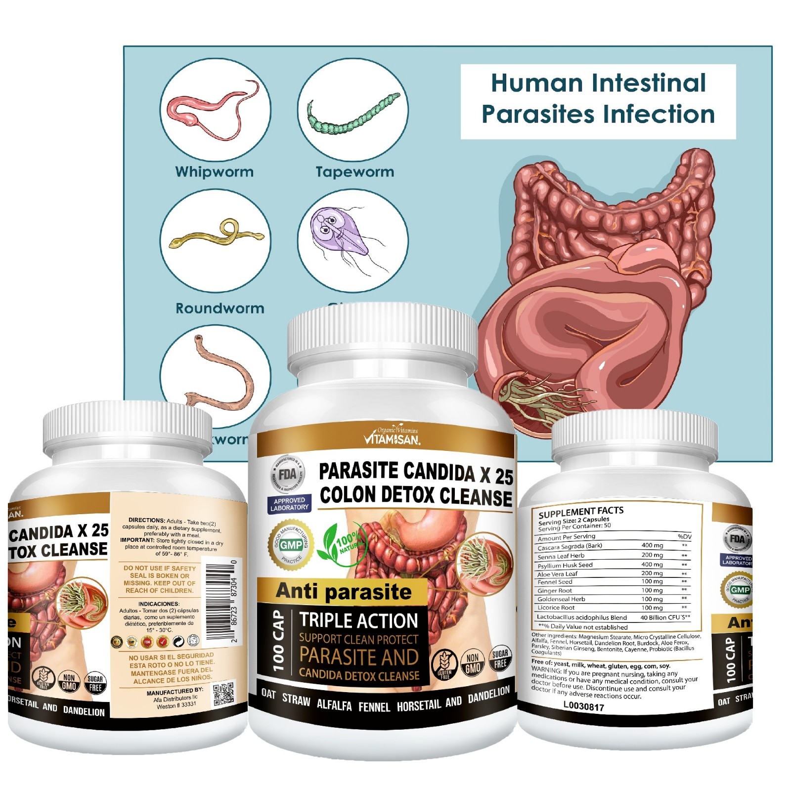 Parasite Cleanse Detox 100 CAPSULES – ANTI PARASITE COMPLEX 100 SOFGES KIT
