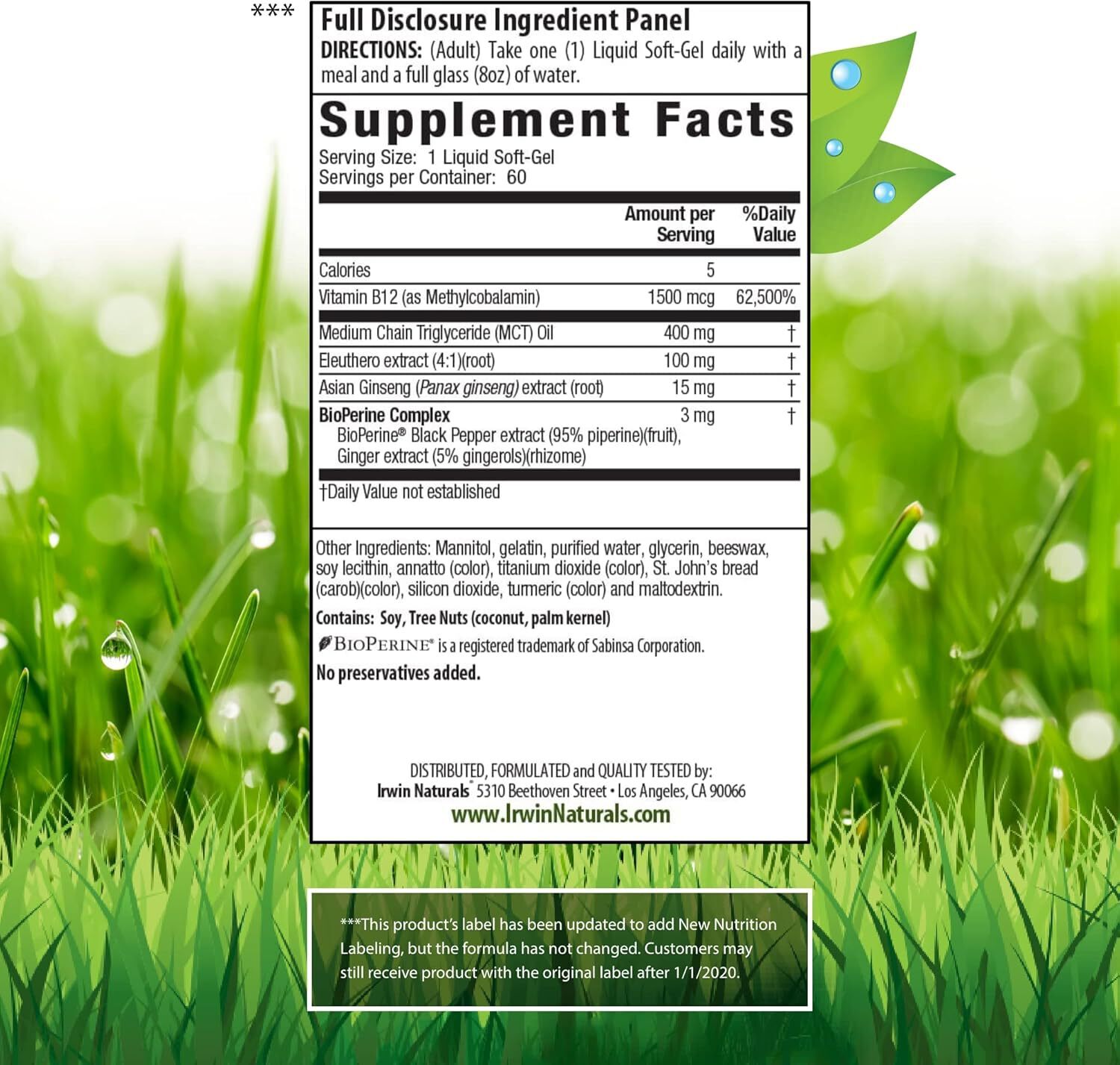 Irwin Naturals One-Per-Day Mega B-12 1,500mcg – 60 Liquid Softgels