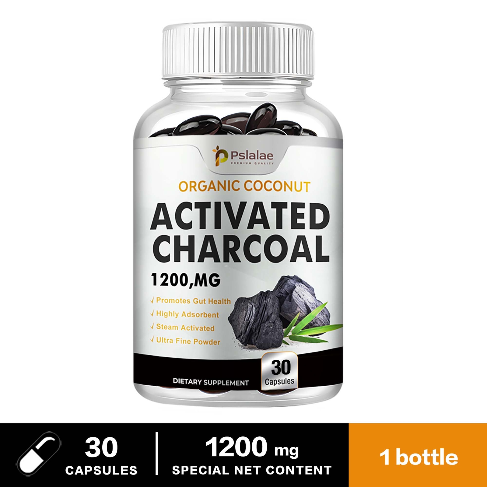 Activated Charcoal 1200mg – Highly Absorbent Detox Cleanse, Digestive Health