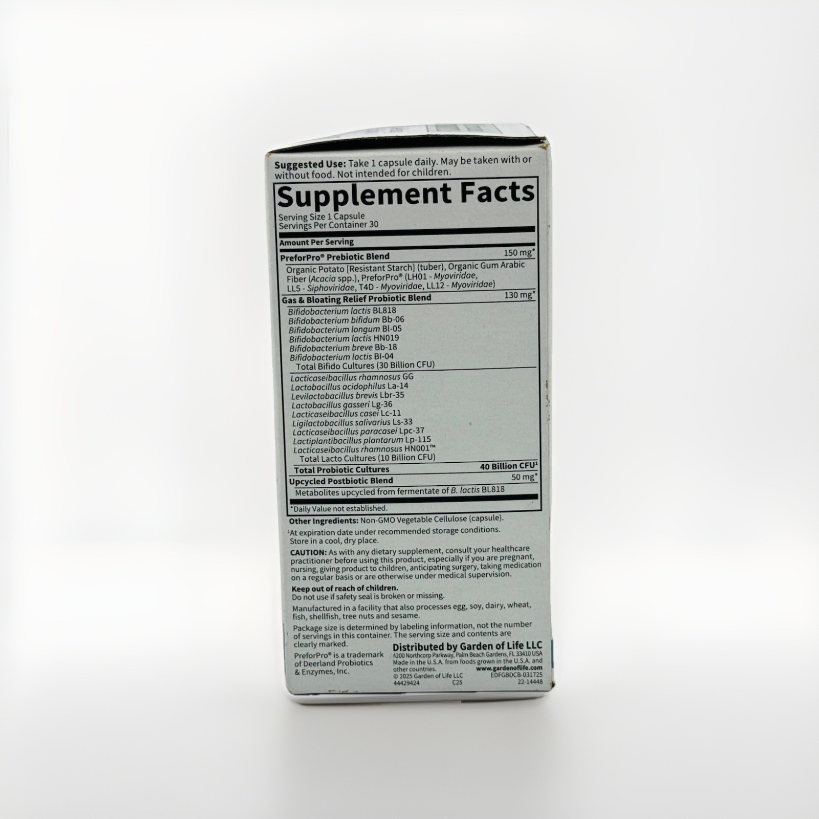 Garden Of Life Probiotics Gas&Bloating Supplement 30ct Ex 04/2027