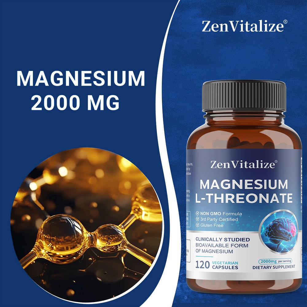 ZenVitalize Magnesium L-Threonate 2000mg, 30/60/120Capsule -144mg of Magnesium