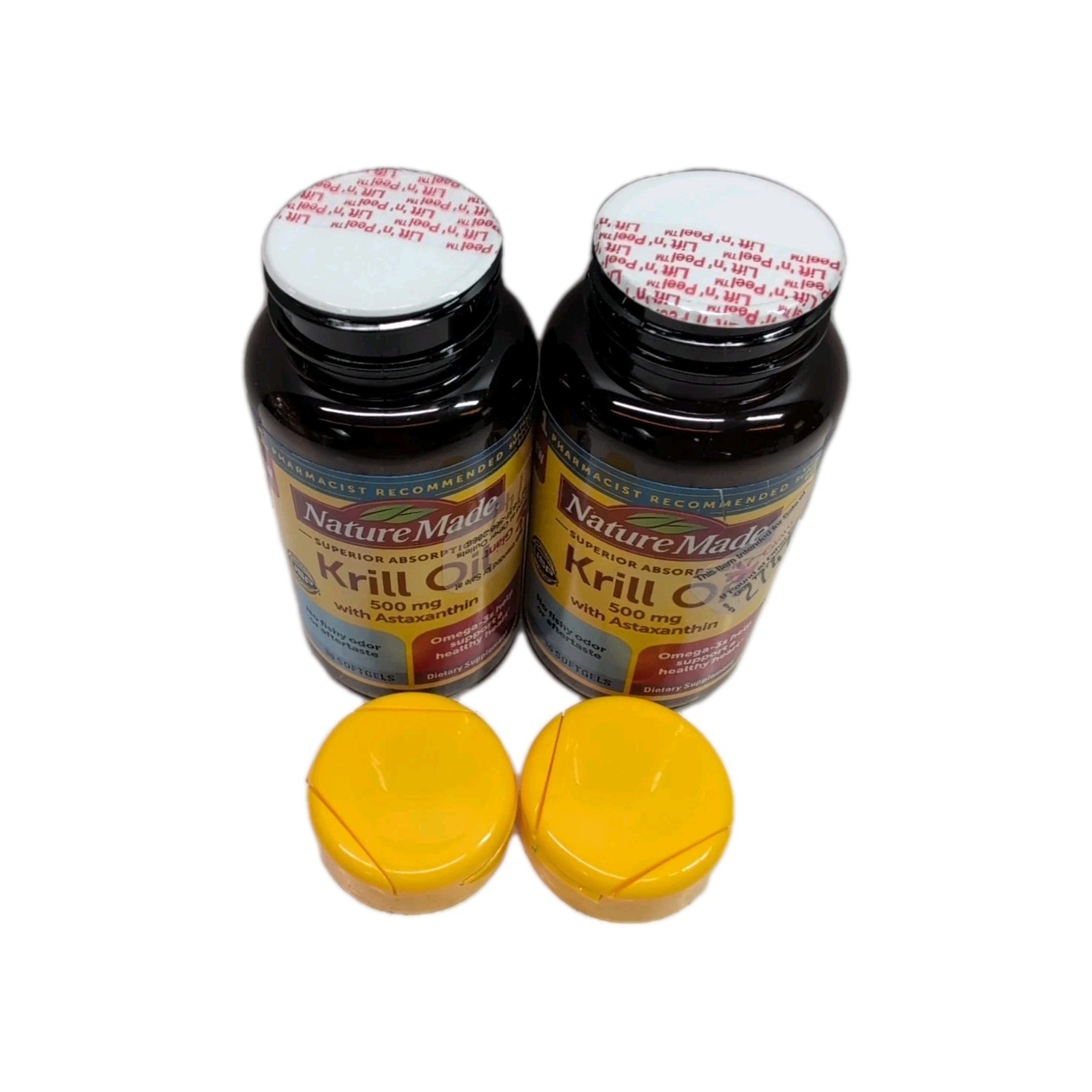 (2) Nature Made Superior Absorption Krill Oil 500 MG Astaxanthin Softgels 06/27