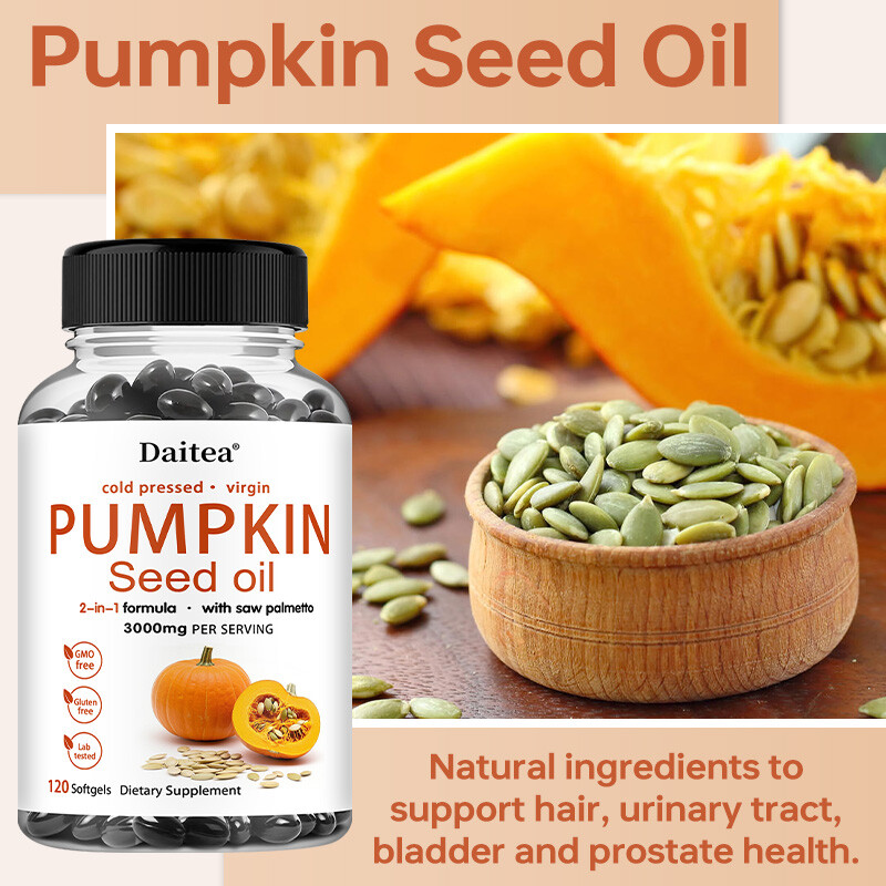 Pumpkin Seed Oil, 3,000 mg, 2-in-1 With Saw Palmetto 30 To 120 Caps