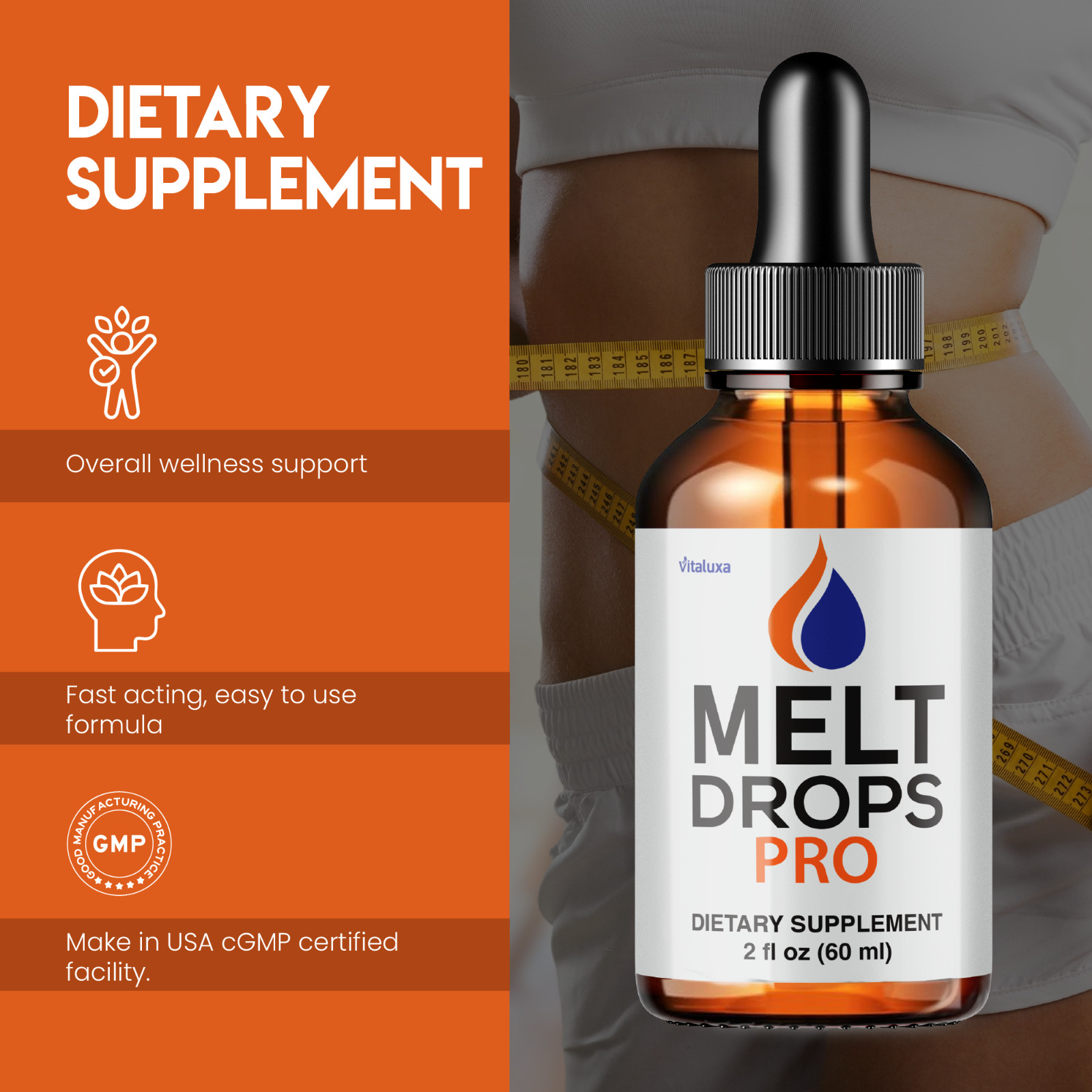 Melt Drops Pro for Weight Loss, Premium Fat-Burning Support Formula (2 oz)