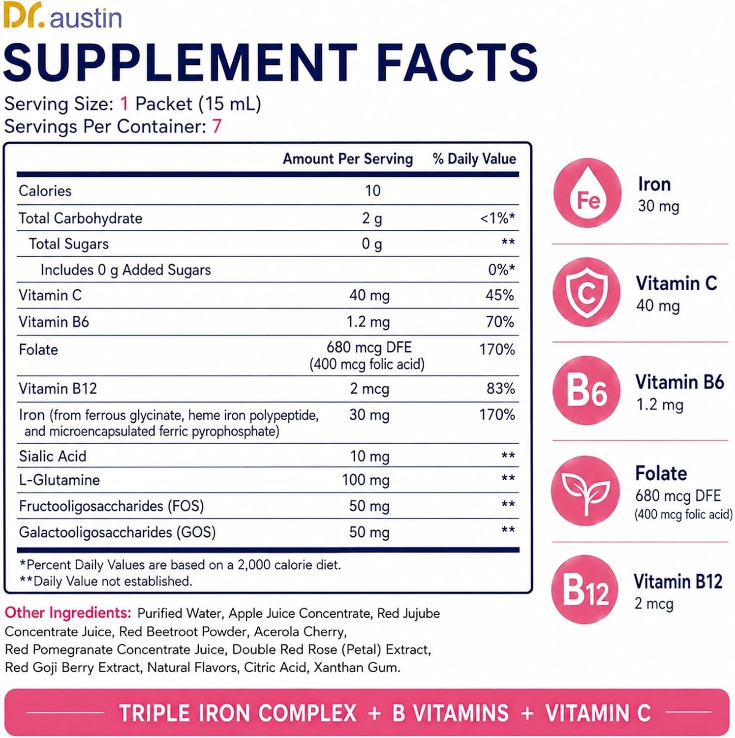 Dr. Austin Vitality Boost Iron Element with B-Vitamins & C – Gentle, High-Absorp