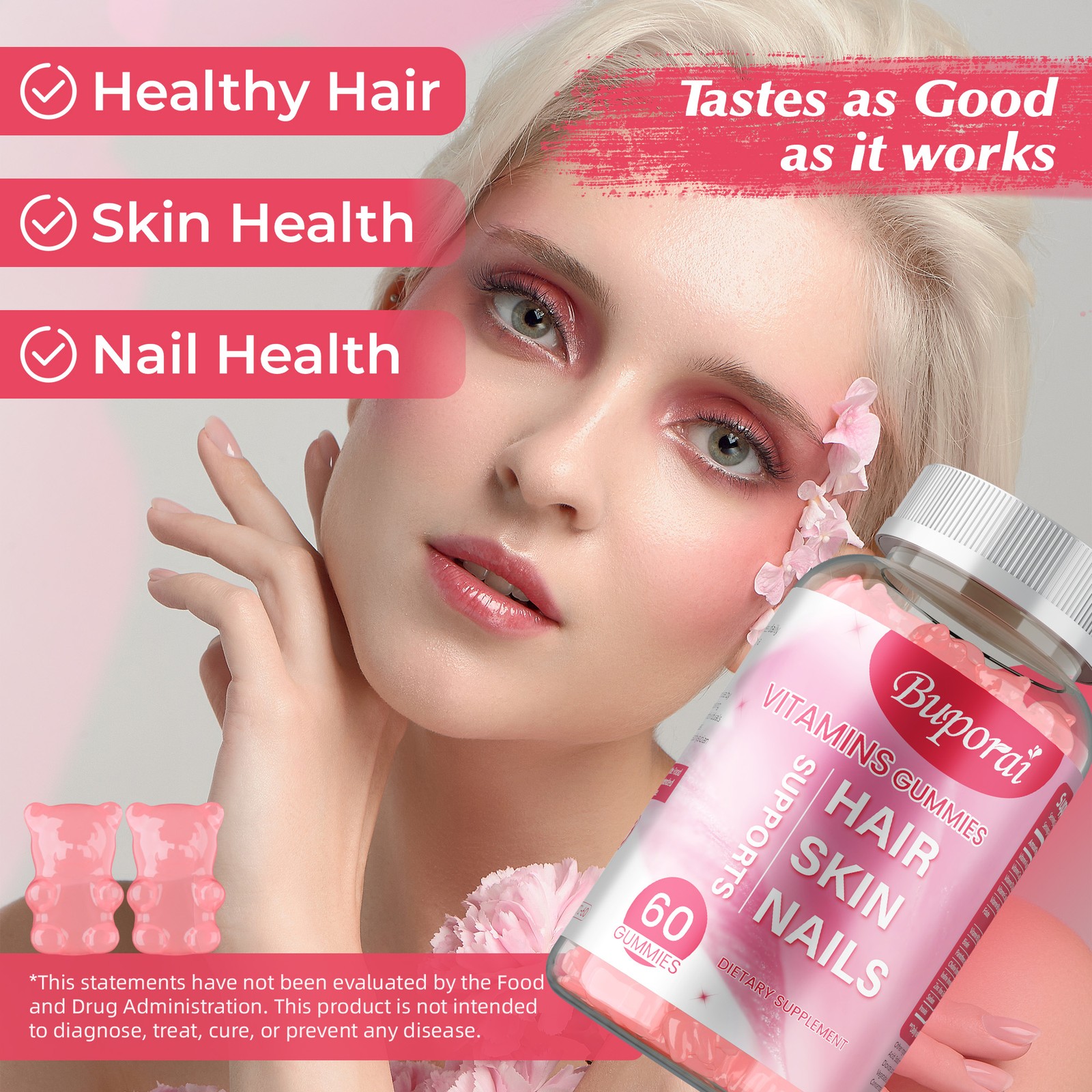 Hair Skin and Nails Gummies – Supports Healthy Hair, Vegetarian Biotin, Vitamins