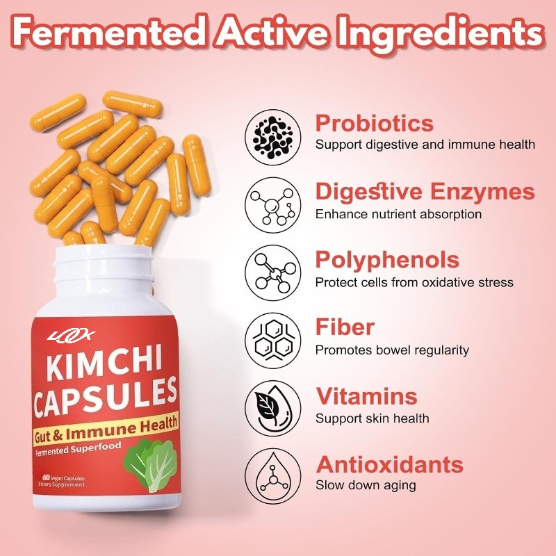 Kimchi Capsules Probiotics & Enzymes Supports Gut & Digestive Health