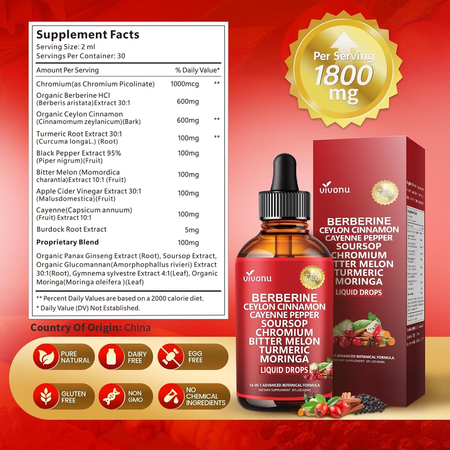Liposomal Berberine Liquid Drops with Ceylon Cinnamon for Enhanced Wellness