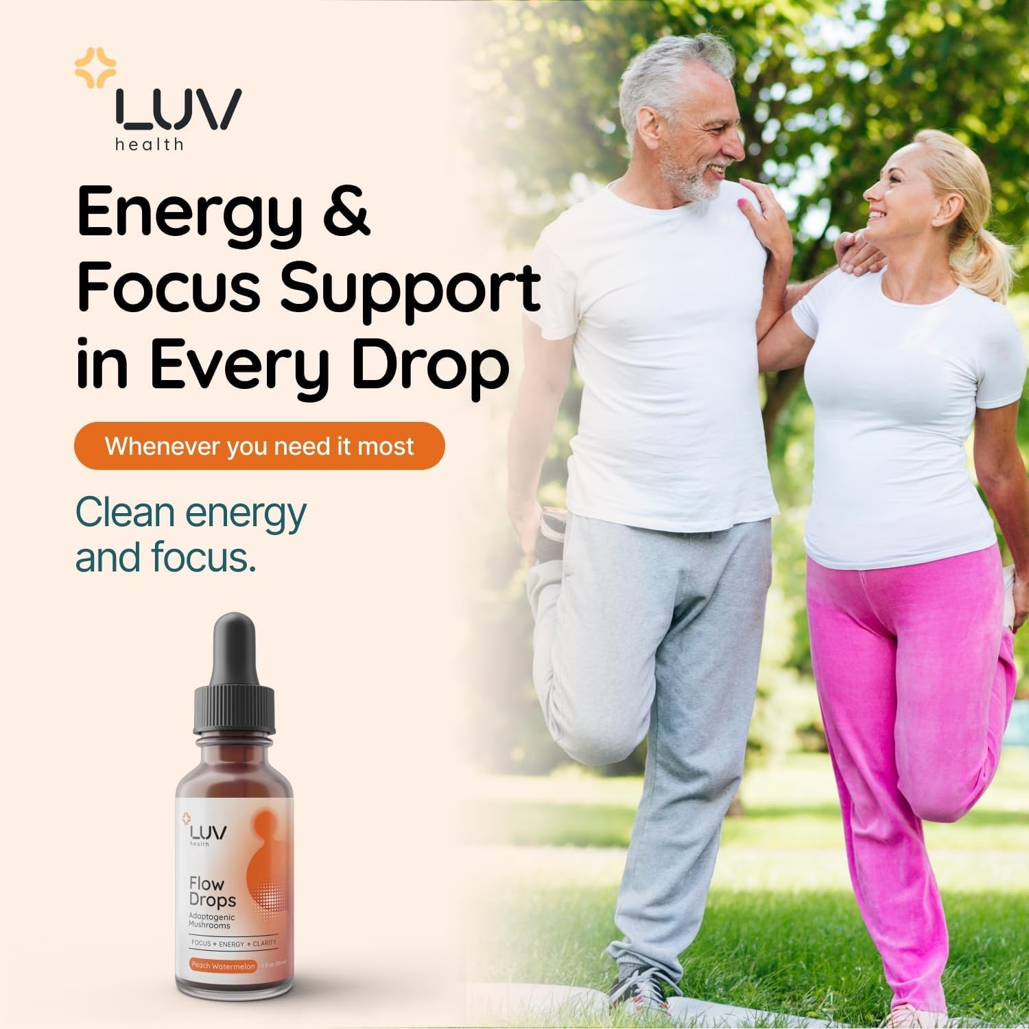 LUV Health Flow Drops – Health LUV Flow Adaptogen Mushroom Blend Drops – USA