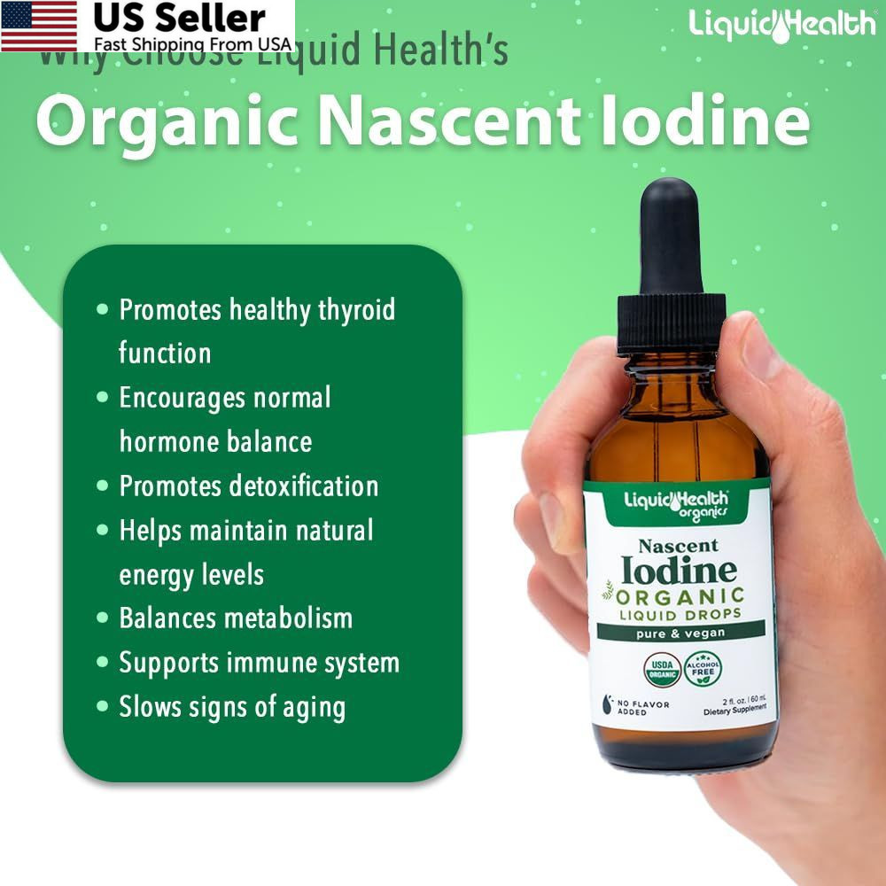 LIQUIDHEALTH USDA Organic Nascent Iodine Liquid Drops, 2 Fl Oz (Pack of 1)