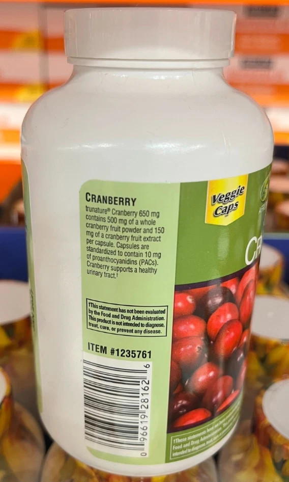 Trunature Cranberry 650mg Capsules with Pacran One-Per-Day Veggie Caps 140 Count